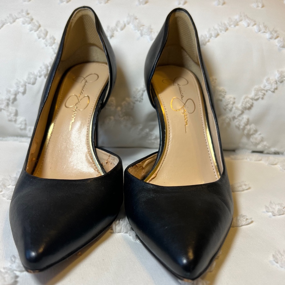 Jessica Simpson Prizma D'Orsay Pumps Black Leather SIZE 7.5